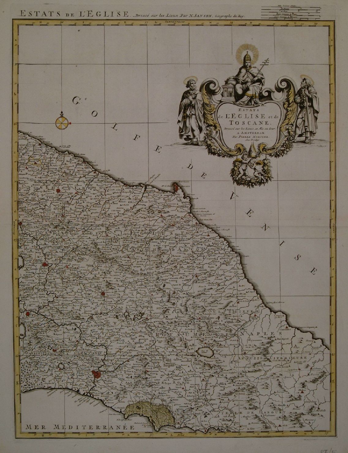 carta geografica dello Stato Pontificio (stampa a colori) di Sanson Nicolas (sec. XVII)
