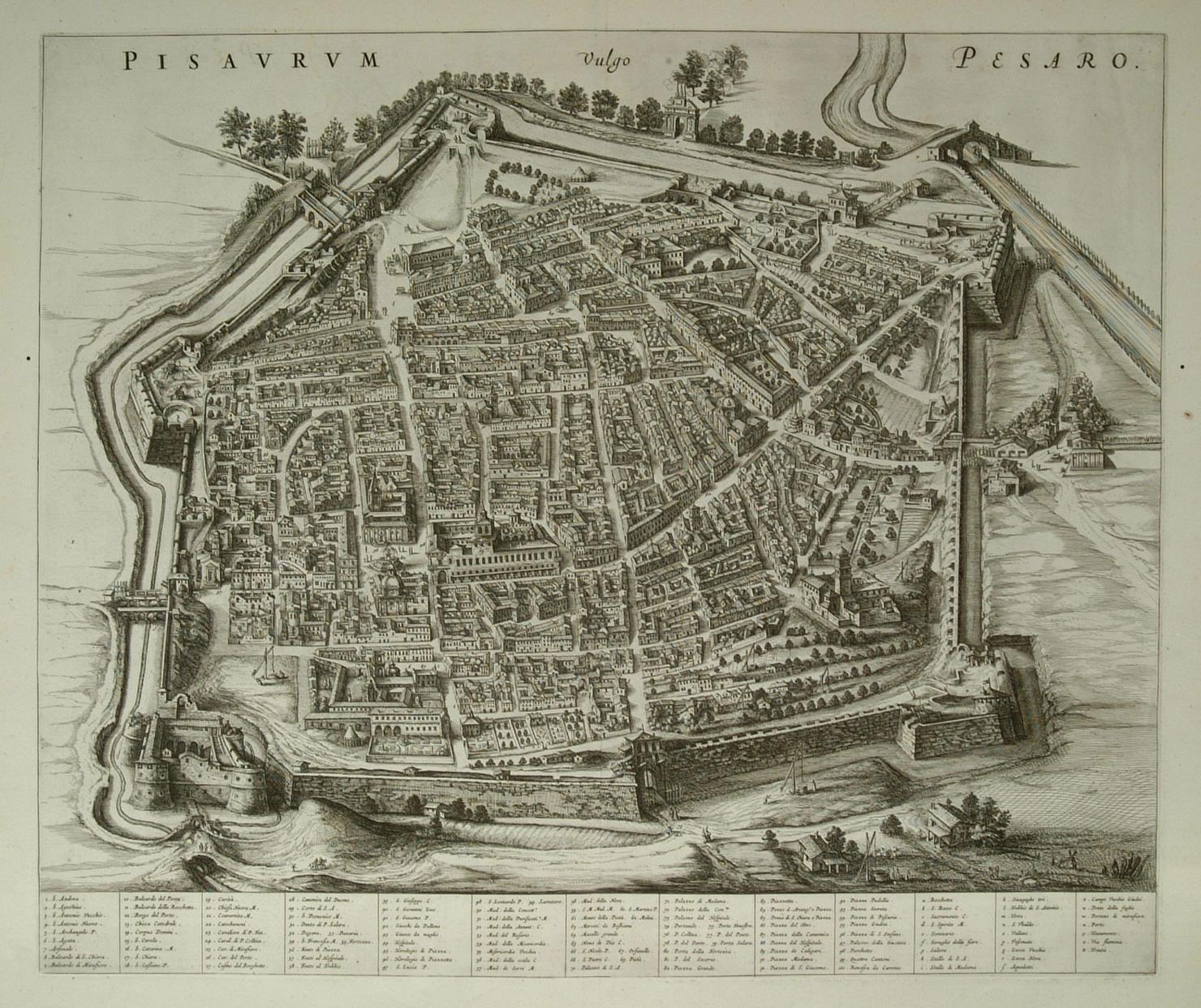 veduta di Pesaro (stampa smarginata) - ambito italiano (sec. XVII)
