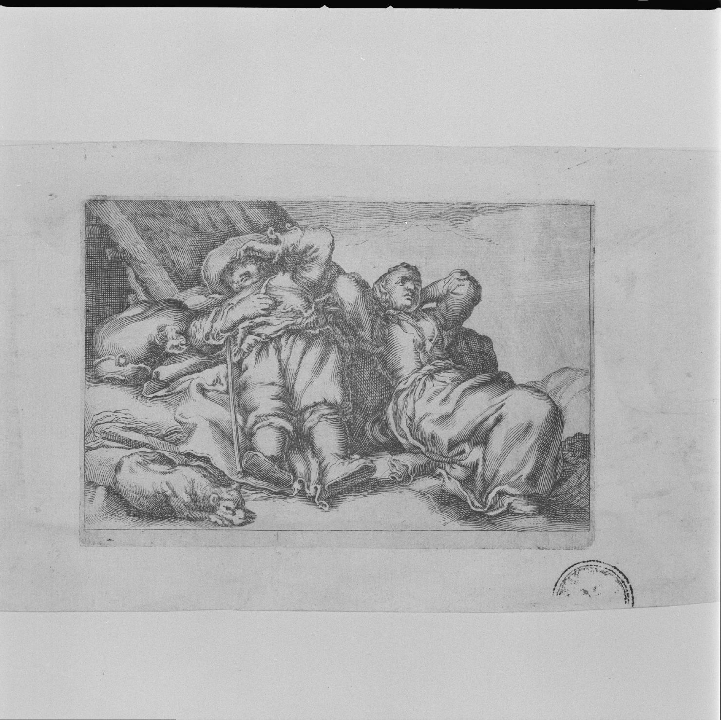 contadini in riposo (stampa) di Bloemaert Abraham (secc. XVI/ XVII)