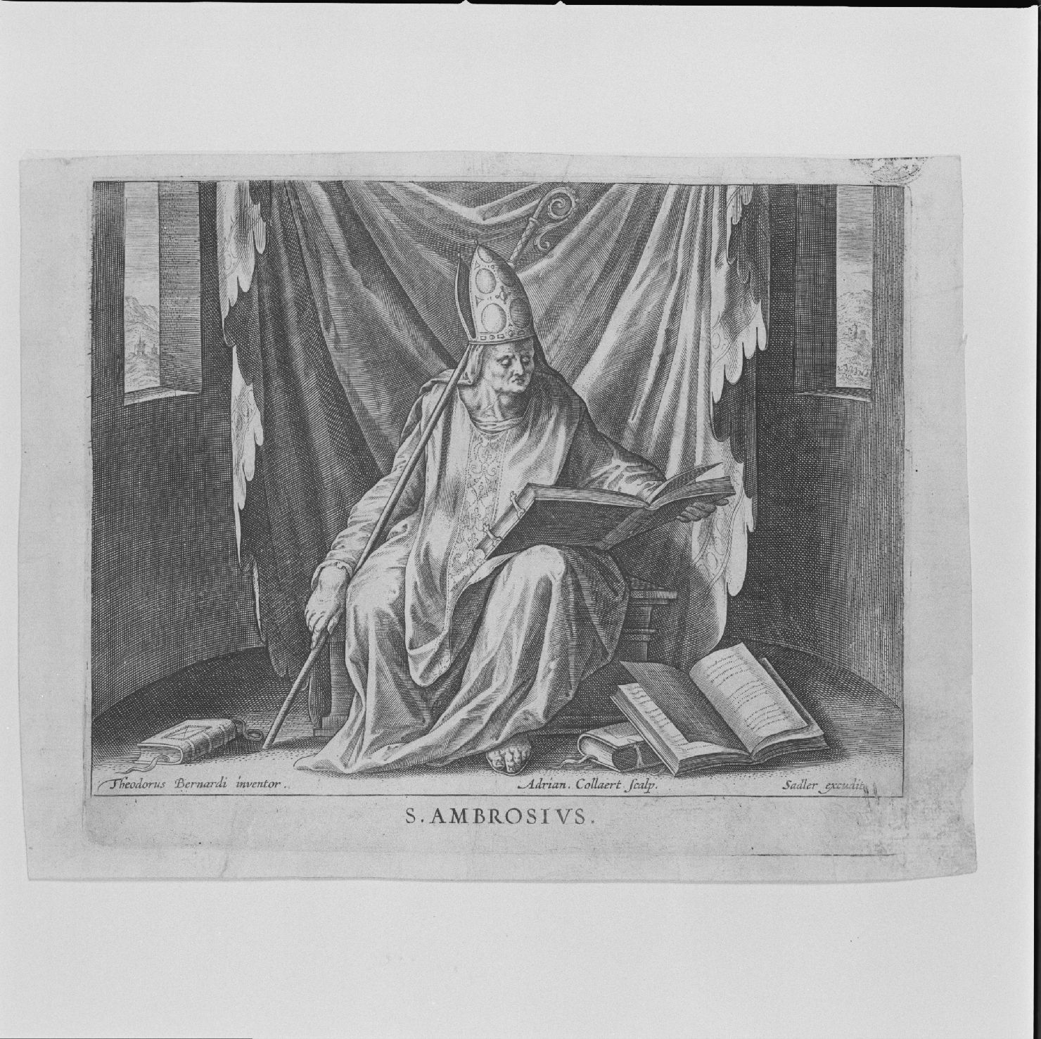 San Ambrogio (stampa) di Bernardi Theodorus, Collaert Adriaen I (secc. XVI/ XVII)