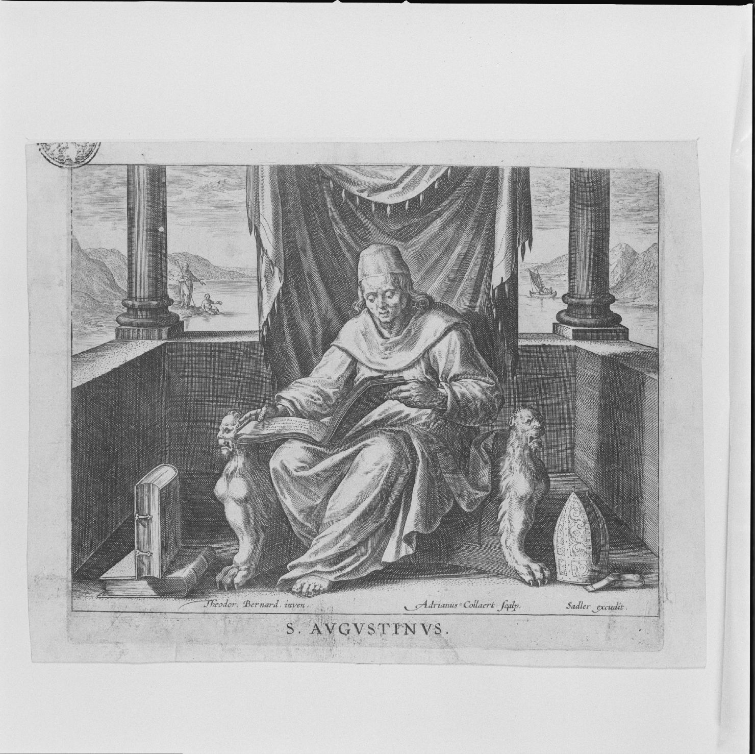 San Agostino (stampa) di Bernardi Theodorus, Collaert Adriaen I (secc. XVI/ XVII)