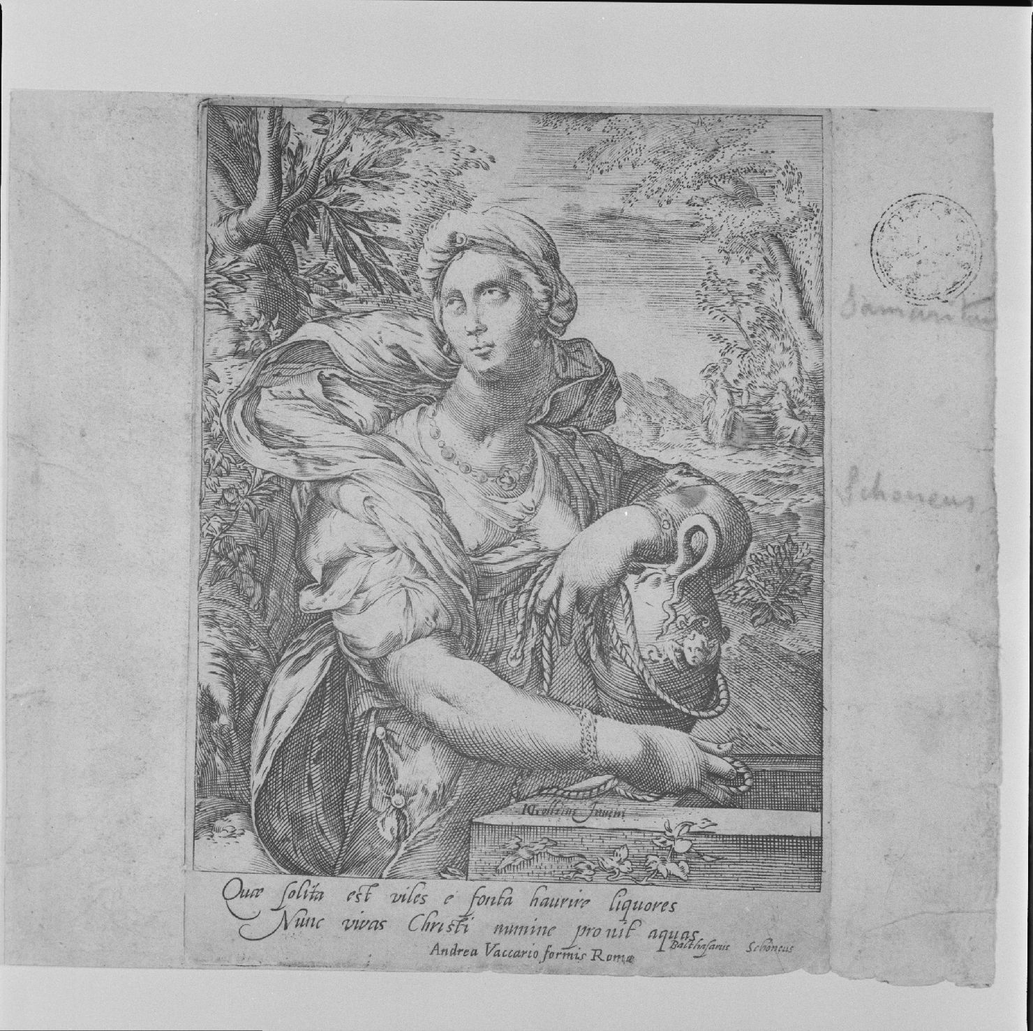 la samaritana al pozzo (stampa) di Goltzius Hendrick (sec. XVII)