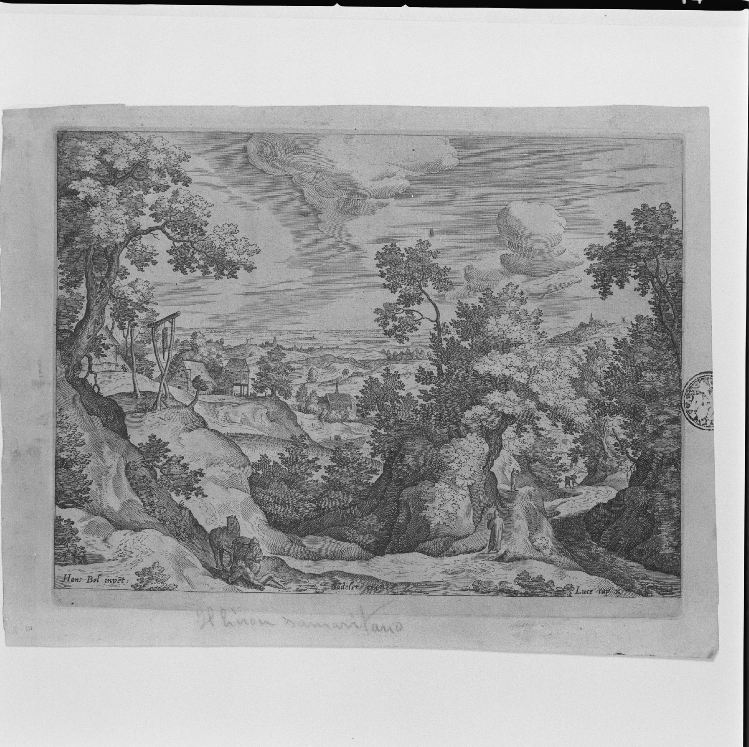 paesaggio con il buon samaritano (stampa) di Sadeler Jan il Vecchio, Bol Hans (seconda metà sec. XVI)