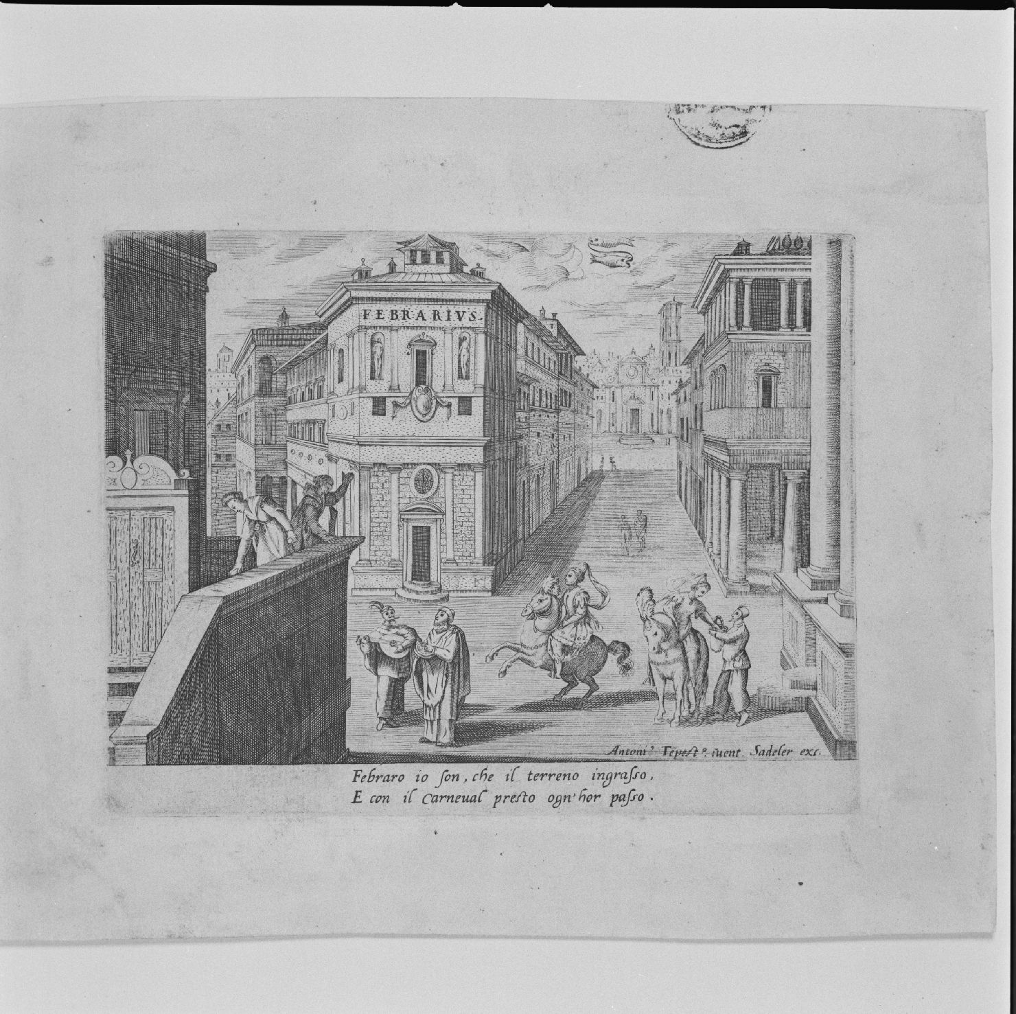 allegoria del mese di febbraio (stampa) di Sadeler Jan il Vecchio, Tempesta Antonio (secc. XVI/ XVII)