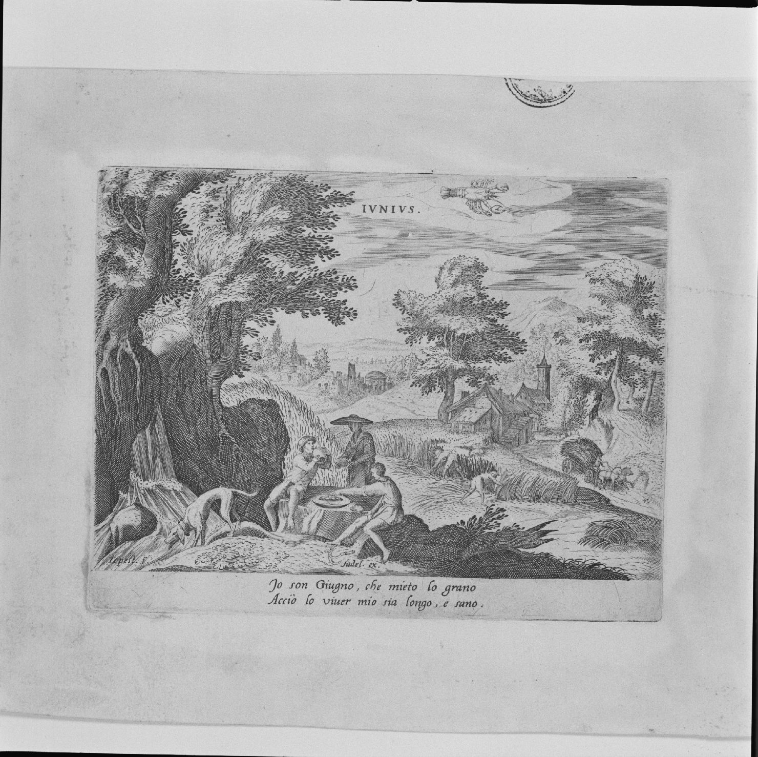 allegoria del mese di giugno (stampa) di Sadeler Jan il Vecchio, Tempesta Antonio (secc. XVI/ XVII)