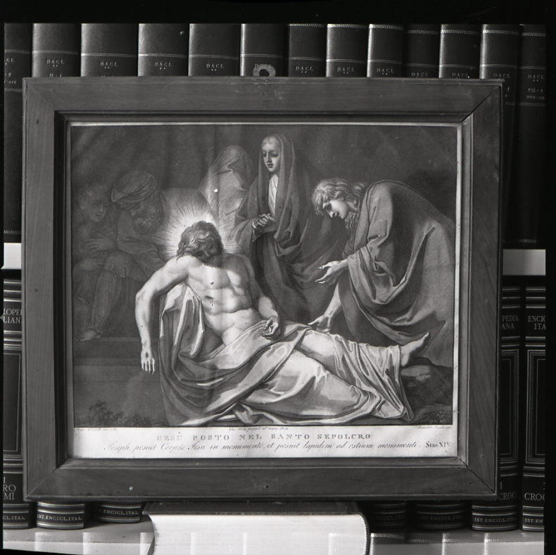 stazione XIV: Gesù deposto nel sepolcro (stampa, elemento d'insieme) di Sabatelli Luigi, Cecchi Giovanni Battista, Eredi Benedetto (sec. XIX)