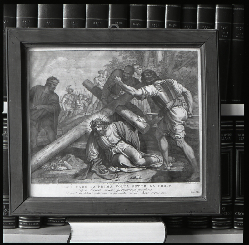 stazione III: Gesù cade sotto la croce la prima volta (stampa, elemento d'insieme) di Sabatelli Luigi, Cecchi Giovanni Battista, Eredi Benedetto (sec. XIX)