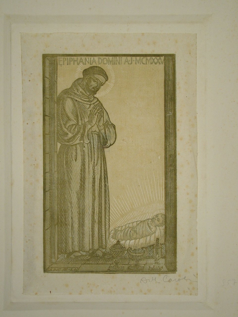 San Francesco e Gesù Bambino (stampa) di De Carolis Adolfo (attribuito) (sec. XX)