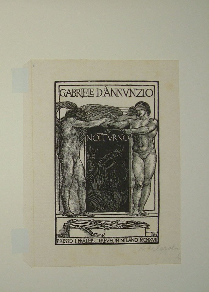 angelo e personificazione del Sonno (stampa) di De Carolis Adolfo (attribuito) (primo quarto sec. XX)