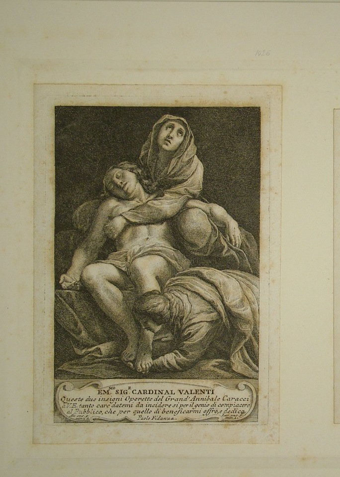 Pietà (stampa, elemento d'insieme) di Carracci Annibale (attribuito), Fidanza Paolo (attribuito) (sec. XVIII)