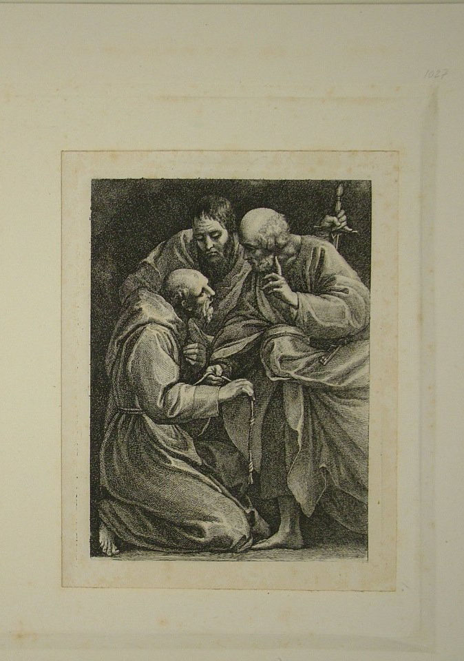 Santi Pietro e Paolo e San Francesco (stampa, elemento d'insieme) di Carracci Annibale (attribuito), Fidanza Paolo (attribuito) (sec. XVIII)