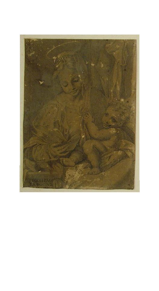 Madonna con Bambino (stampa smarginata) di Barocci Federico (attribuito) - ambito urbinate (prima metà sec. XVII)