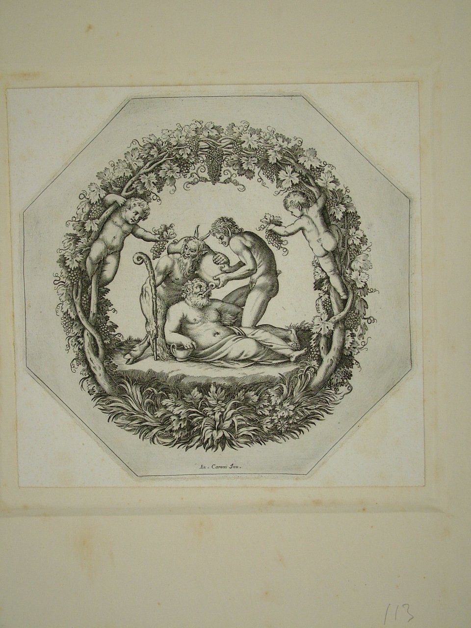 Sileno ebbro (stampa) di Carracci Annibale (attribuito), Ciamberlano Luca (attribuito) (sec. XVII)