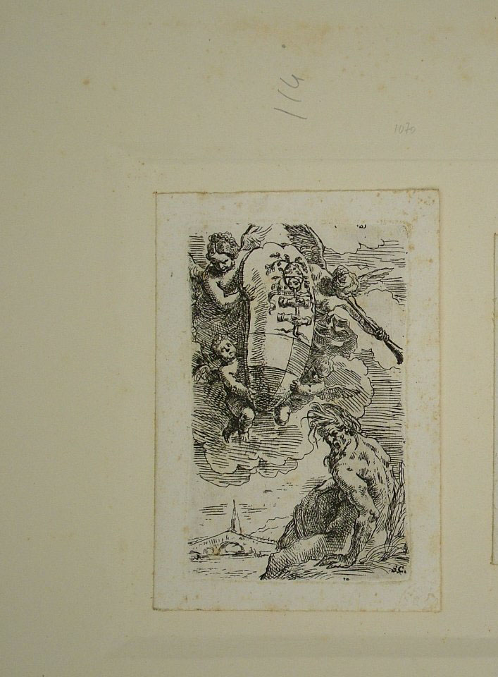 allegoria del fiume Foglia (stampa) di Cantarini Simone (attribuito) (secondo quarto sec. XVII)