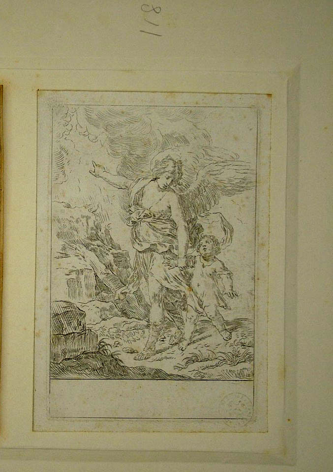 angelo custode con bambino (stampa) di Cantarini Simone (attribuito) (secondo quarto sec. XVII)