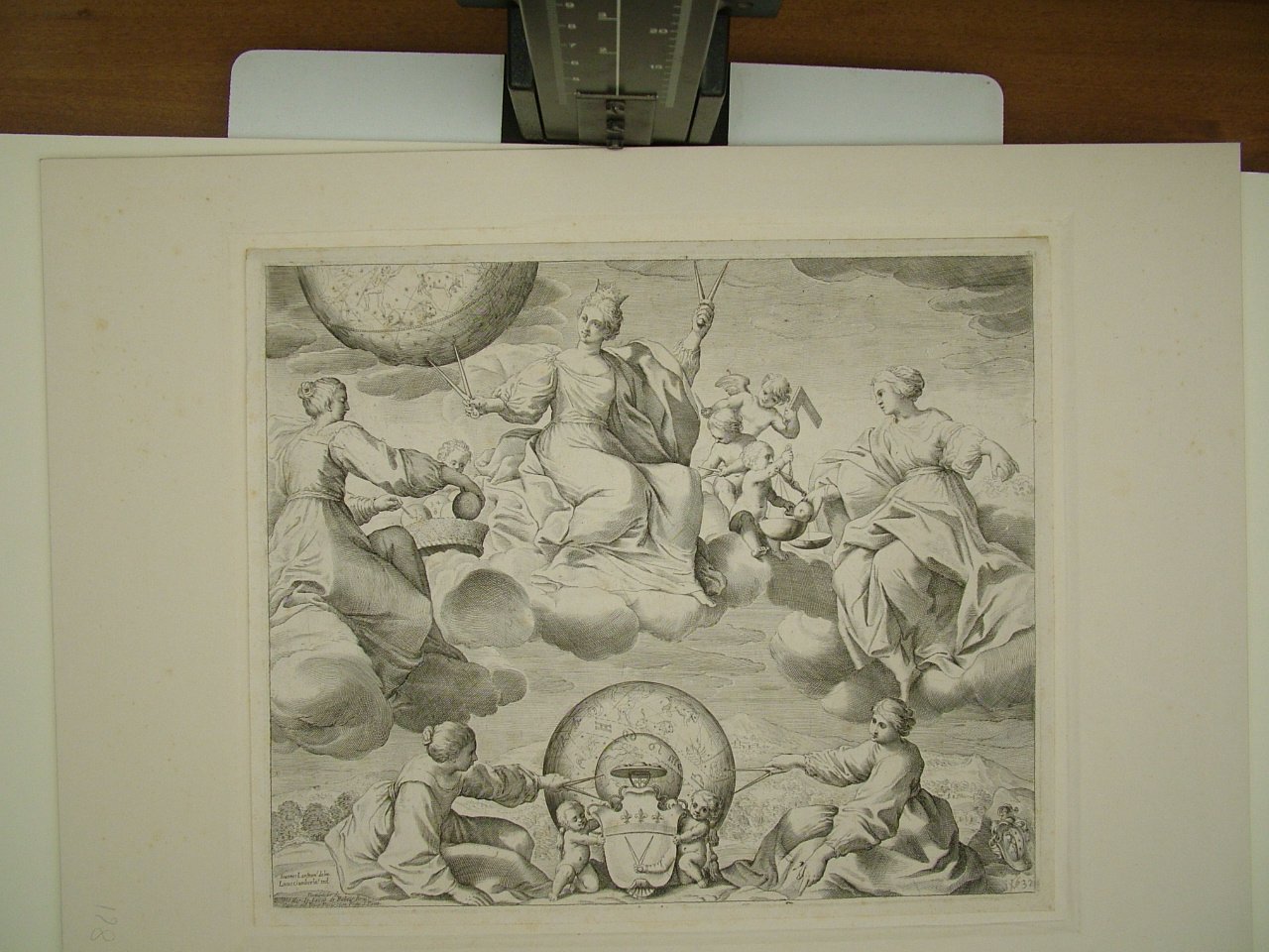allegoria dell'Astronomia (stampa) di Lanfranco Giovanni (attribuito), Ciamberlano Luca (attribuito) (secondo quarto sec. XVII)
