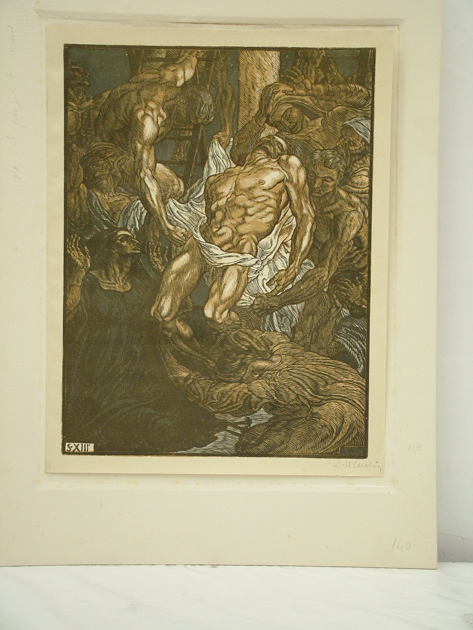 Deposizione di Cristo dalla croce (stampa smarginata) di De Carolis Adolfo (attribuito) (primo quarto sec. XX)