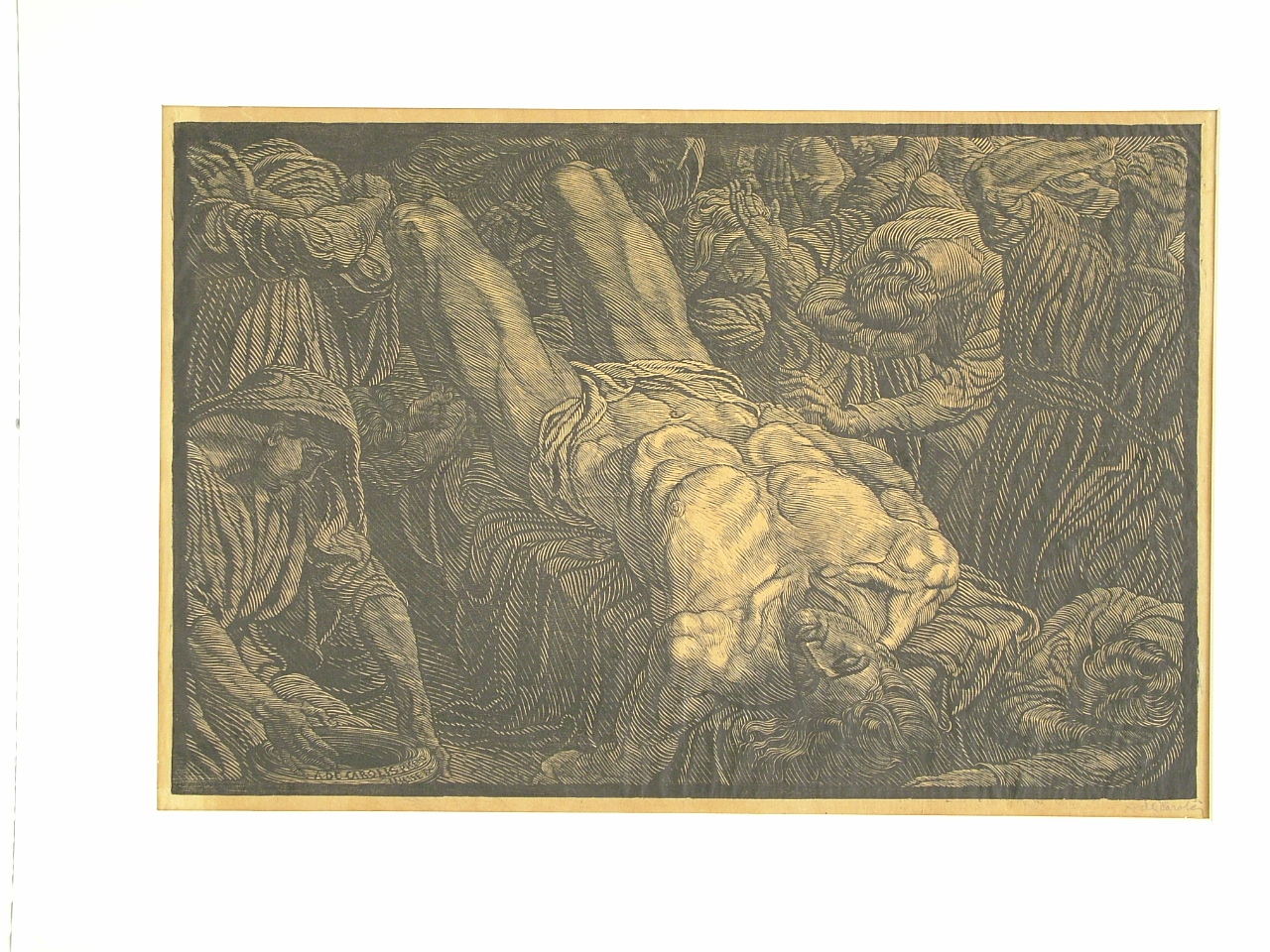 deposizione di Cristo nel sepolcro (stampa smarginata) di De Carolis Adolfo (attribuito) (primo quarto sec. XX)