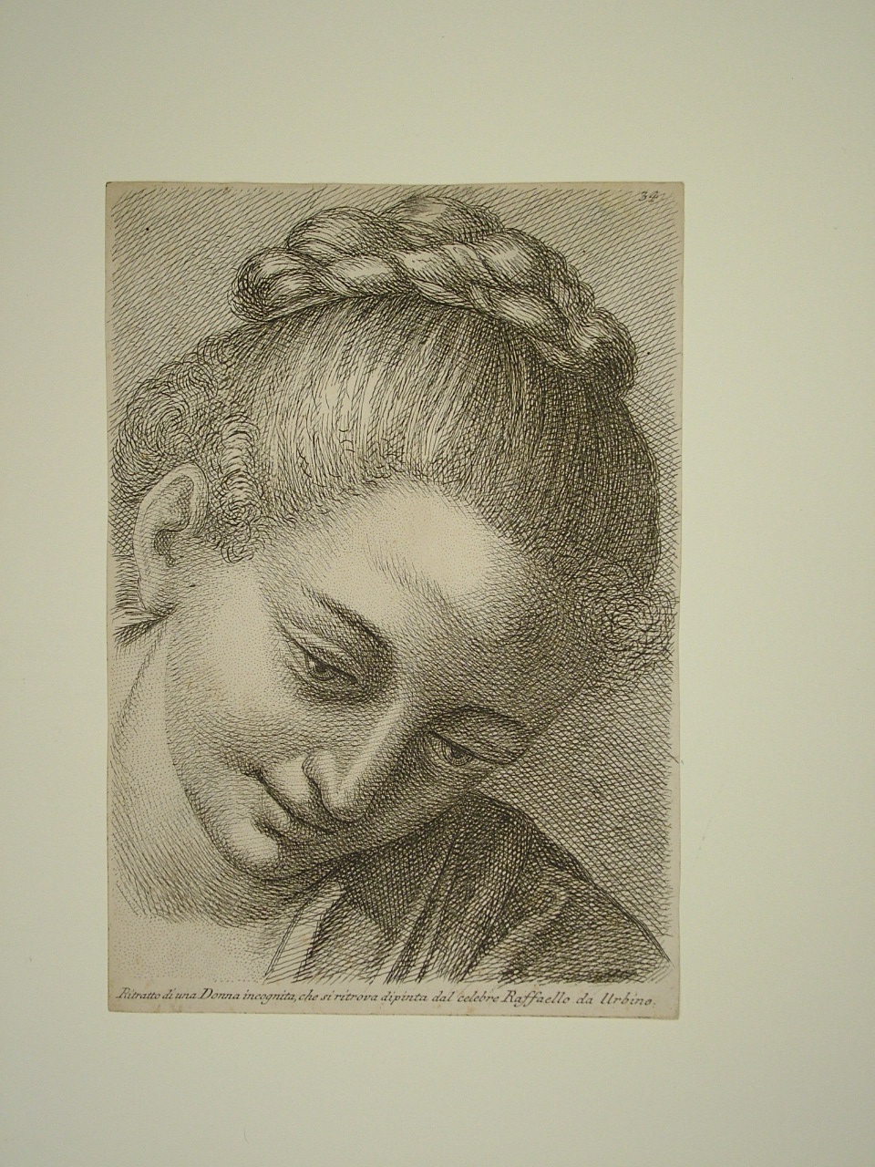 ritratto di donna (stampa, elemento d'insieme) di Sanzio Raffaello (attribuito), Fidanza Paolo (attribuito) (terzo quarto sec. XVIII)