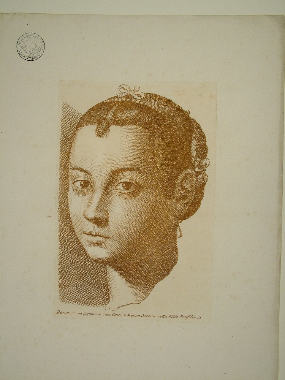 ritratto di giovane donna (stampa, elemento d'insieme) di Pulzone Scipione (attribuito), Fidanza Paolo (attribuito) (terzo quarto sec. XVIII)