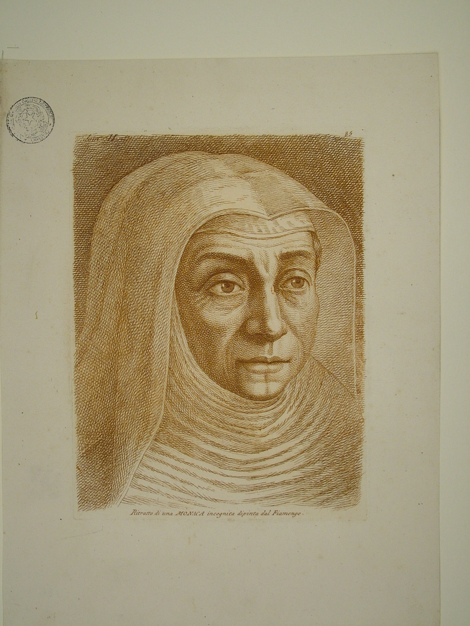 ritratto di monaca (stampa, elemento d'insieme) di Fidanza Paolo (attribuito) - ambito fiammingo (sec. XVIII)