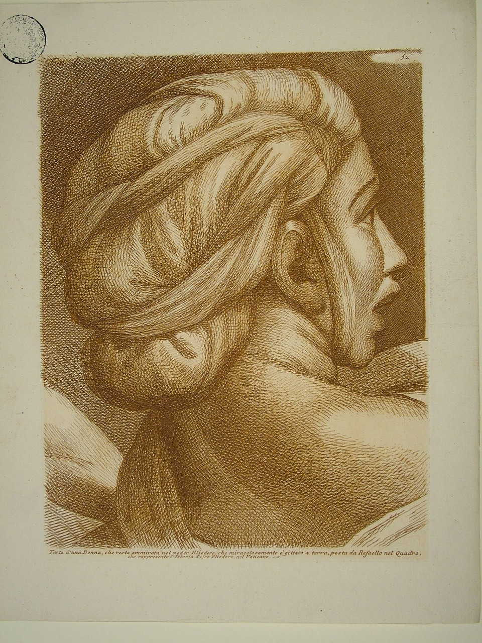 figura femminile (stampa, elemento d'insieme) di Sanzio Raffaello (attribuito), Fidanza Paolo (attribuito) (terzo quarto sec. XVIII)