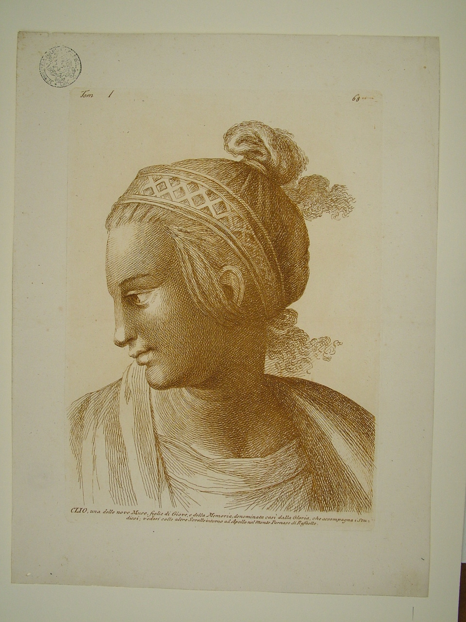 Clio (stampa, elemento d'insieme) di Sanzio Raffaello (attribuito), Fidanza Paolo (attribuito) (terzo quarto sec. XVIII)