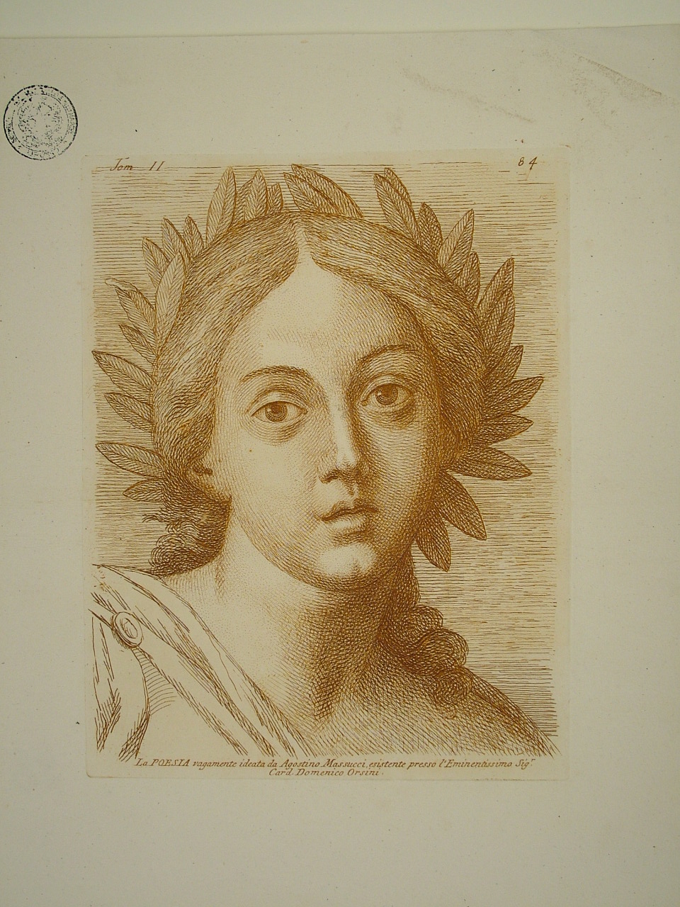 personificazione della Poesia (stampa, elemento d'insieme) di Masucci Agostino (attribuito), Fidanza Paolo (attribuito) (terzo quarto sec. XVIII)