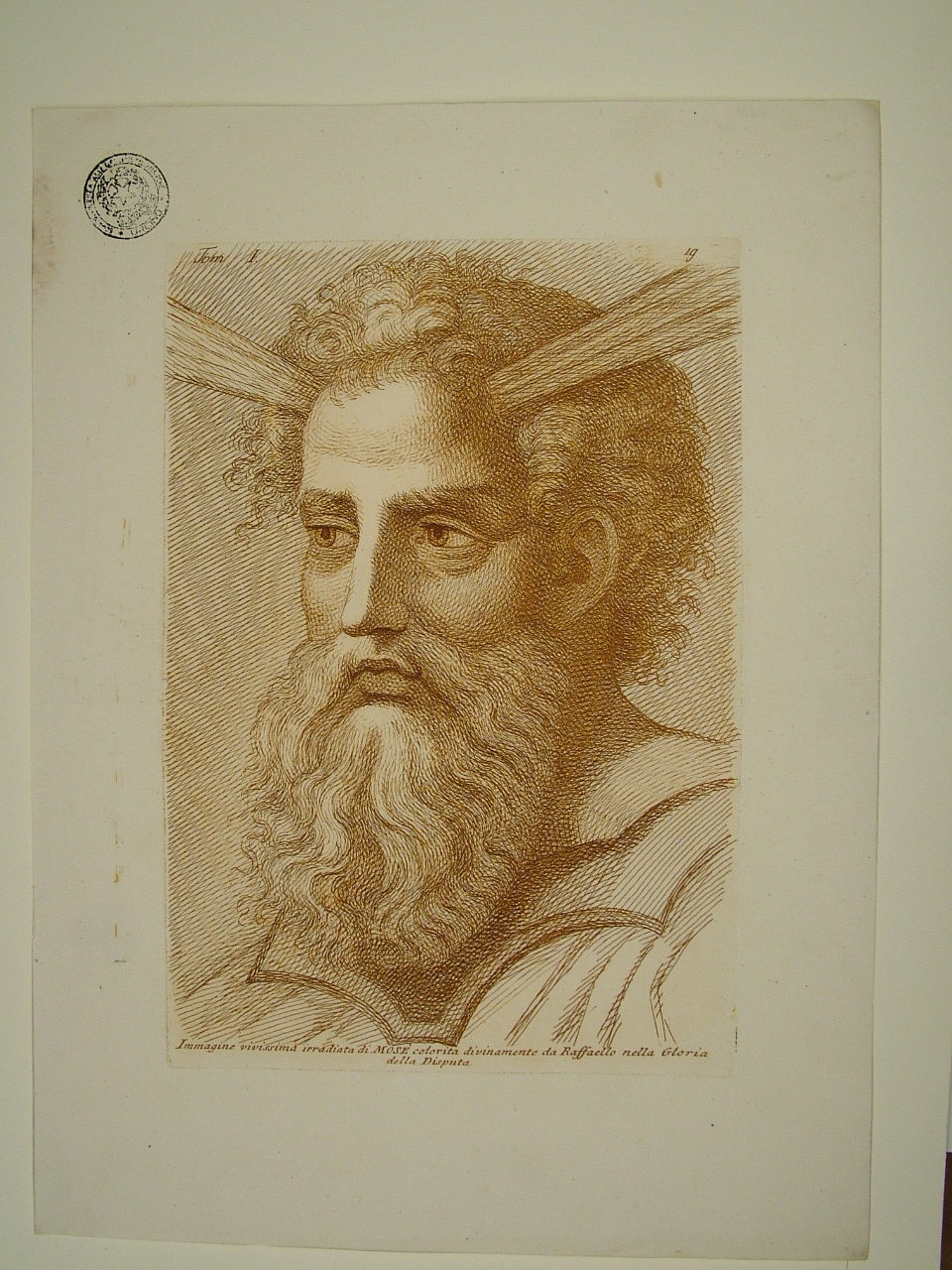 Mosè (stampa, elemento d'insieme) di Sanzio Raffaello (attribuito), Fidanza Paolo (attribuito) (terzo quarto sec. XVIII)