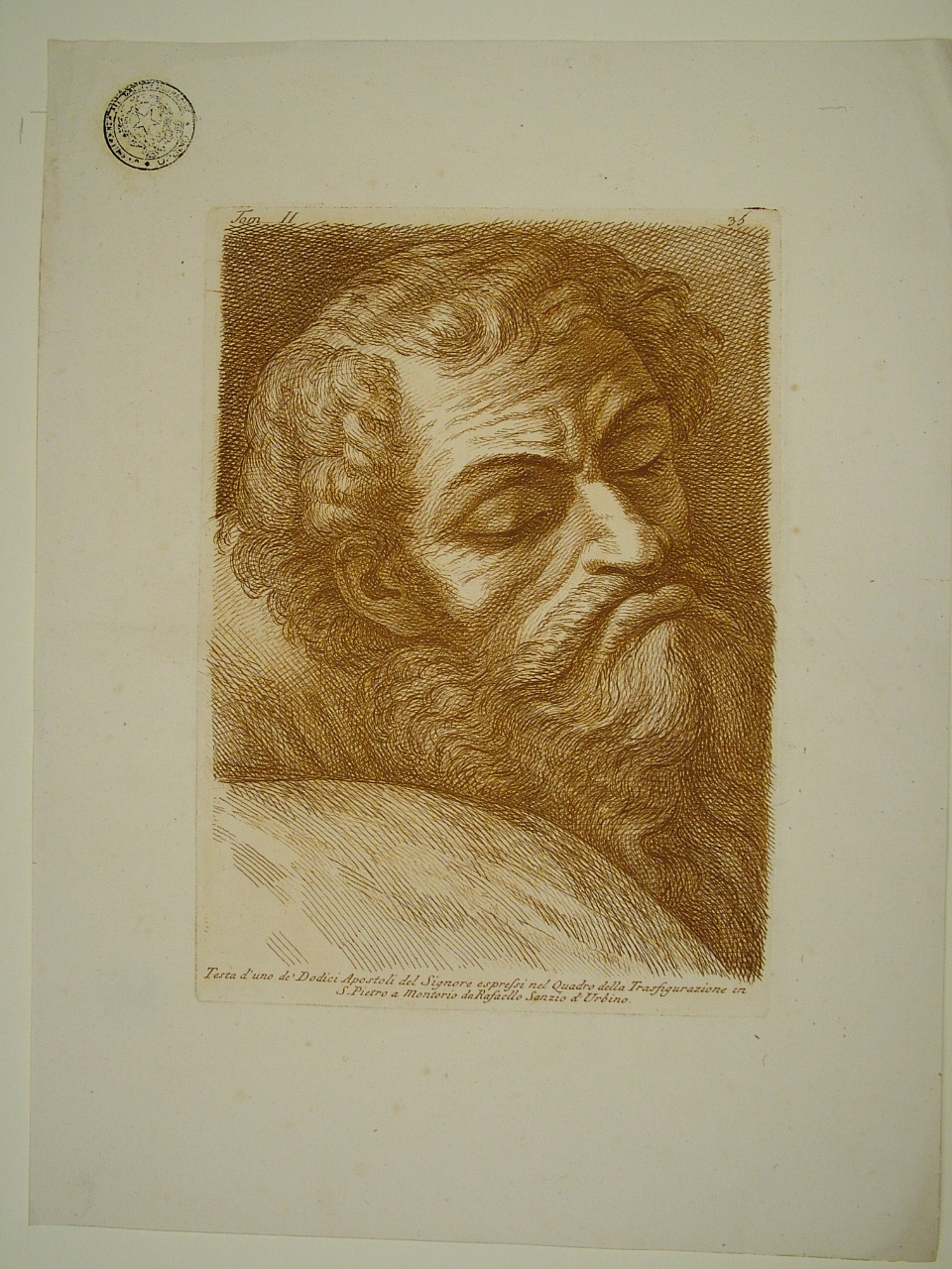 Apostolo (stampa, elemento d'insieme) di Sanzio Raffaello (attribuito), Fidanza Paolo (attribuito) (terzo quarto sec. XVIII)