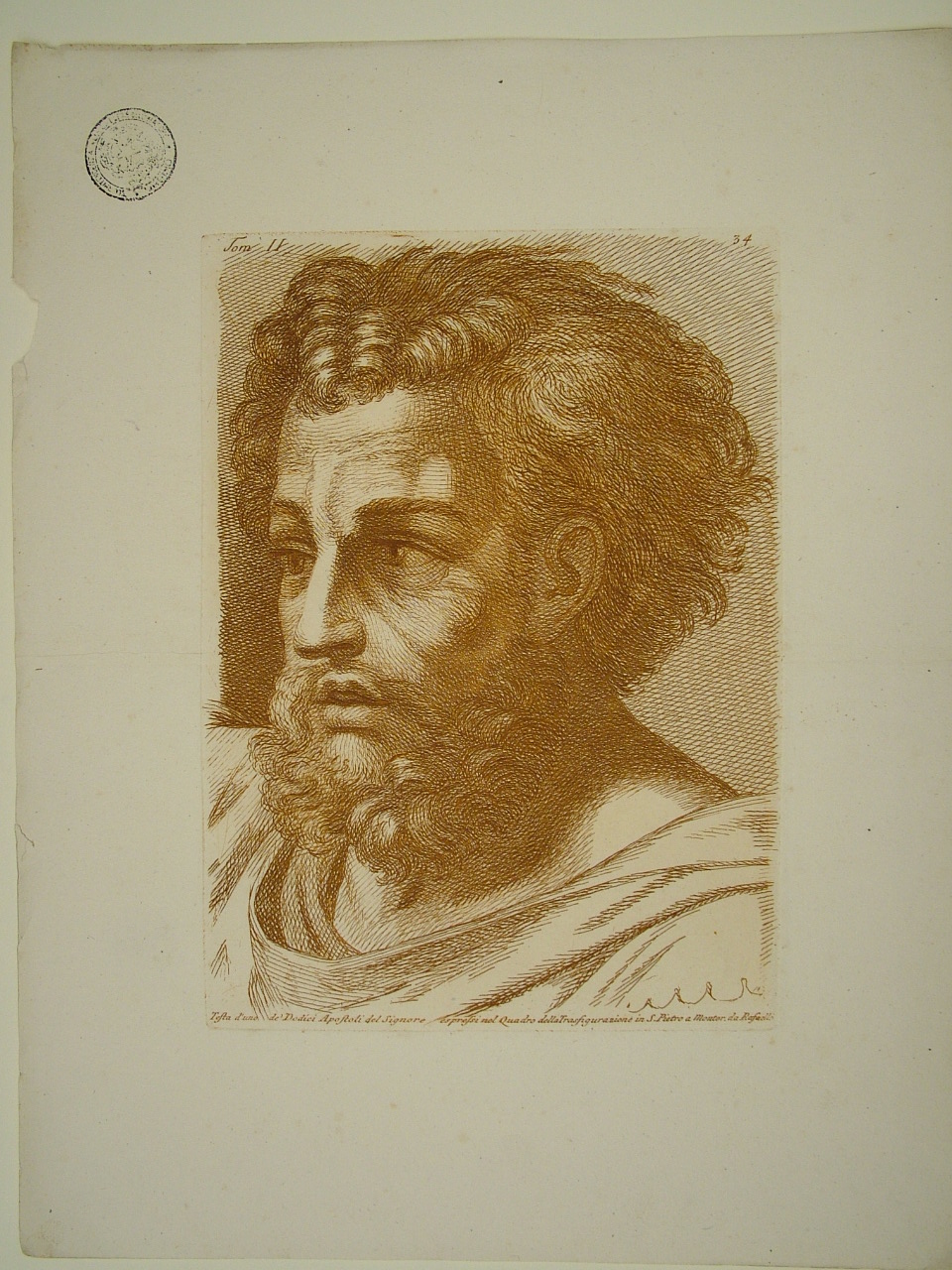 Apostolo (stampa, elemento d'insieme) di Sanzio Raffaello (attribuito), Fidanza Paolo (attribuito) (terzo quarto sec. XVIII)