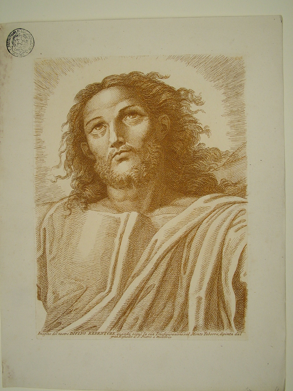 Cristo (stampa, elemento d'insieme) di Sanzio Raffaello (attribuito), Fidanza Paolo (attribuito) (terzo quarto sec. XVIII)