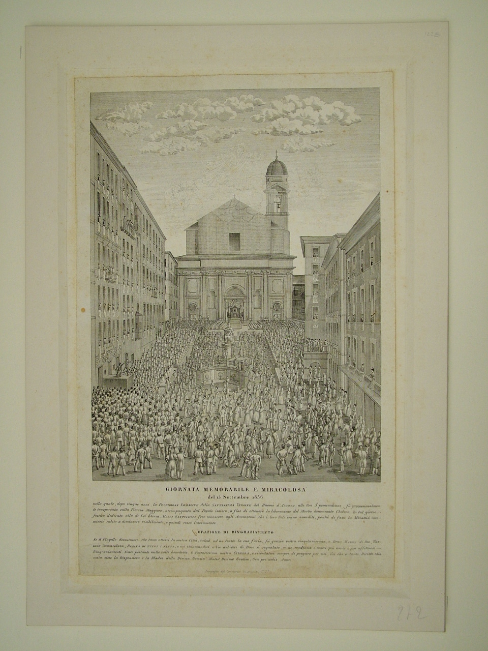 processione in piazza Maggiore ad Ancona (stampa smarginata) - ambito romano (secondo quarto sec. XIX)