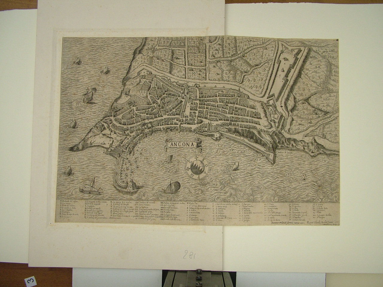 pianta della città di Ancona (stampa) - ambito italiano (primo quarto sec. XVII)