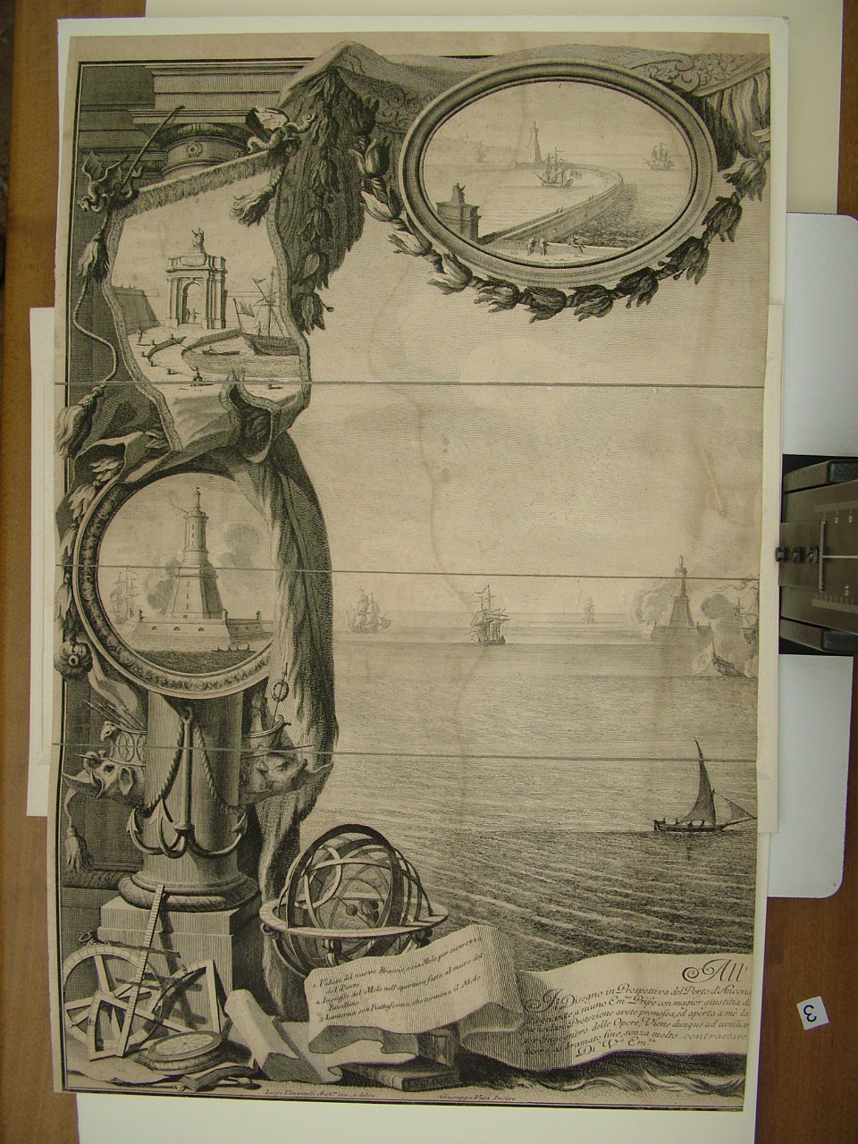 veduta prospettica del porto di Ancona (stampa smarginata) di Vanvitelli Luigi (attribuito), Vasi Giuseppe (attribuito) (secondo quarto sec. XVIII)