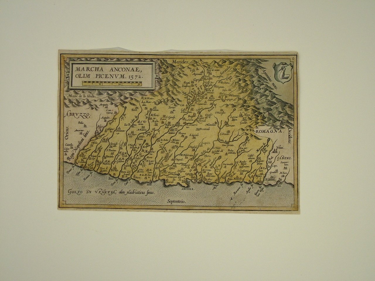 carta geografica della Marca di Ancona e del Piceno (stampa colorata a mano) - produzione veneta (terzo quarto sec. XVI)