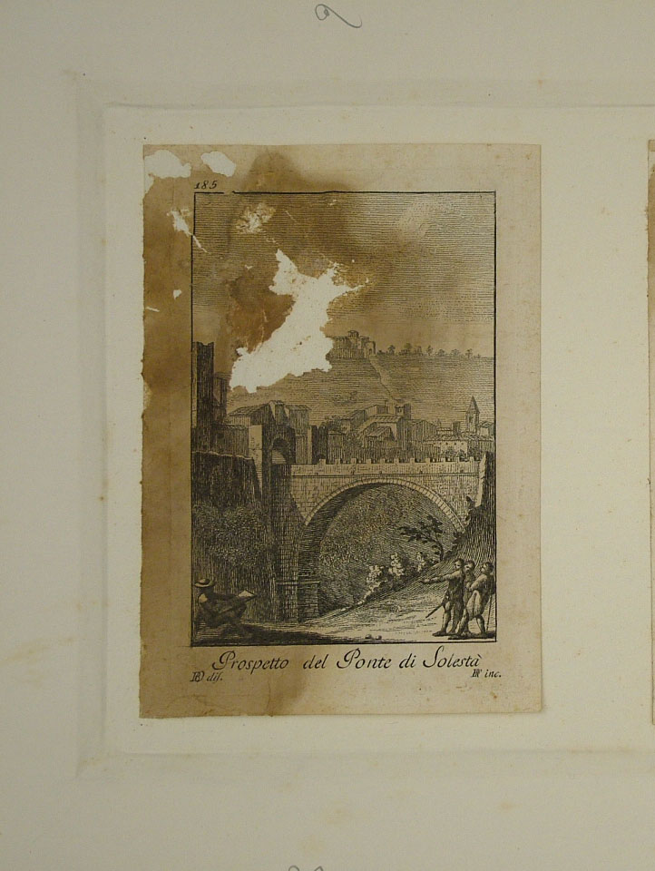 veduta del ponte di Solestà ad Ascoli (stampa) di Orsini Baldassarre (attribuito), Faucci Raimondo (attribuito) (ultimo quarto sec. XVIII)