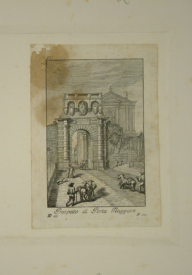 veduta di porta Maggiore ad Ascoli (stampa) di Orsini Baldassarre (attribuito), Faucci Raimondo (attribuito) (ultimo quarto sec. XVIII)