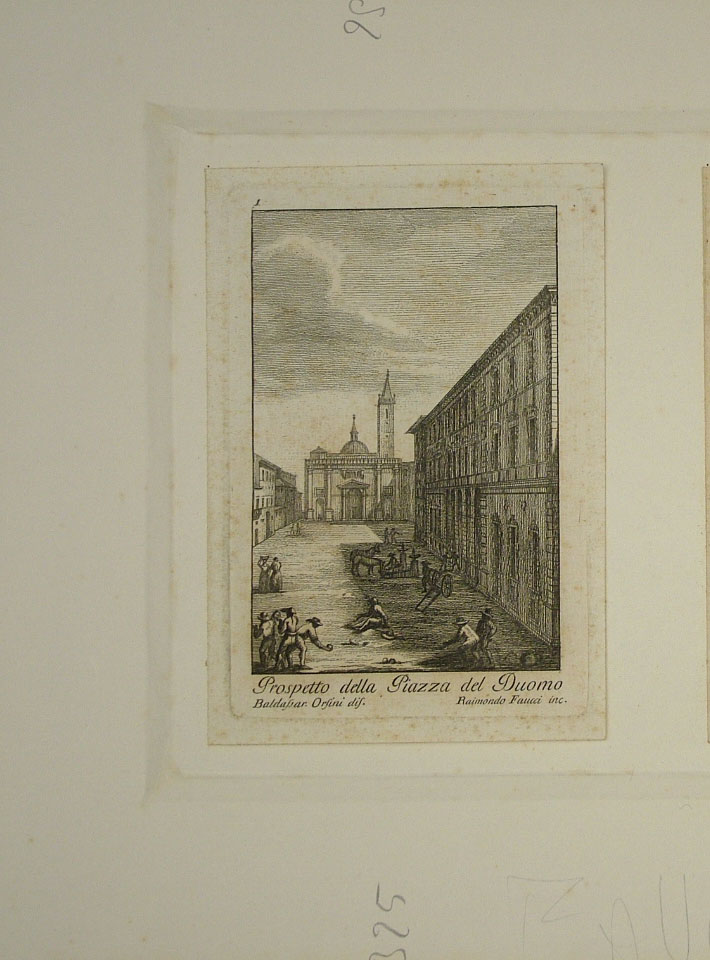 veduta della Piazza del Duomo ad Ascoli (stampa) di Orsini Baldassarre (attribuito), Faucci Raimondo (attribuito) (ultimo quarto sec. XVIII)
