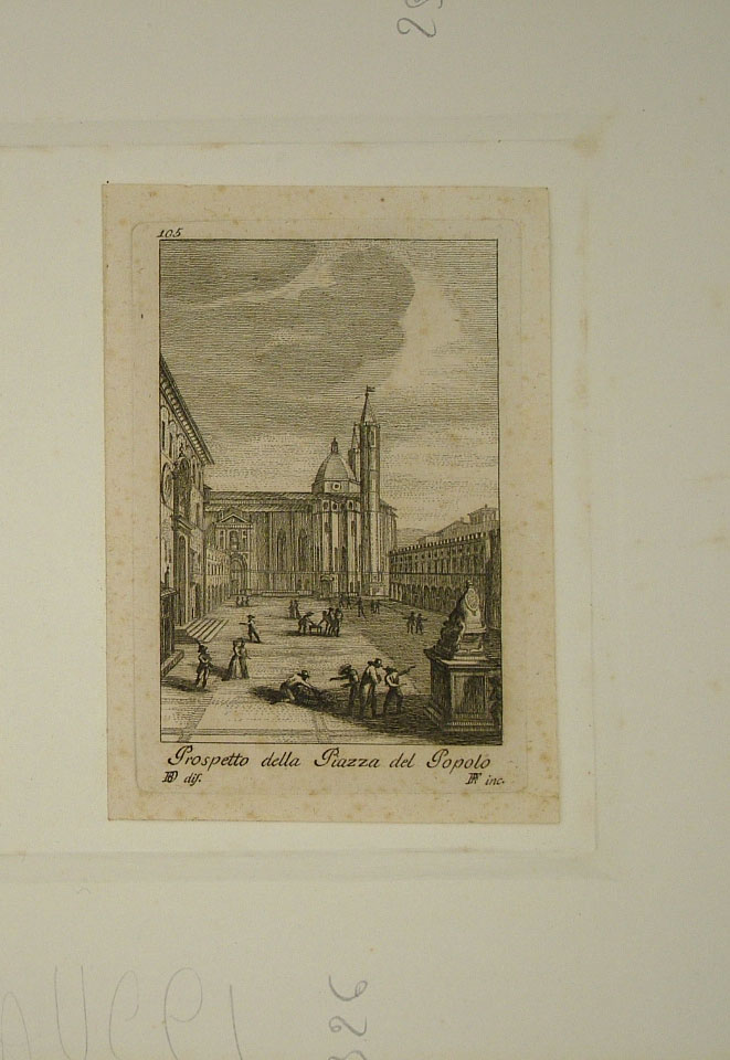 veduta della piazza del Popolo ad Ascoli (stampa) di Orsini Baldassarre (attribuito), Faucci Raimondo (attribuito) (ultimo quarto sec. XVIII)