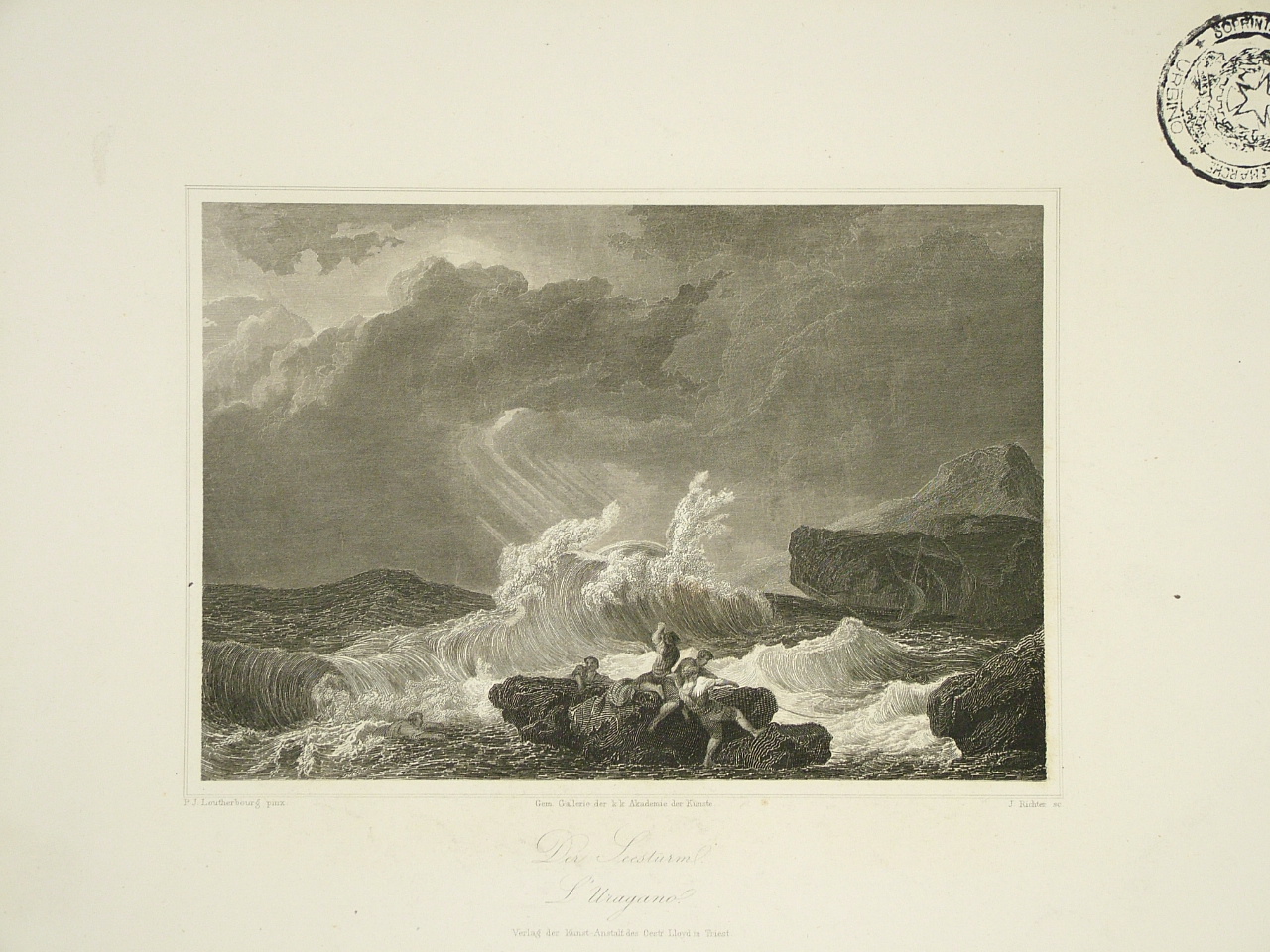 tempesta sul mare (stampa) di Loutherbourg Philip James (attribuito), Richter Johann (attribuito) (sec. XIX)