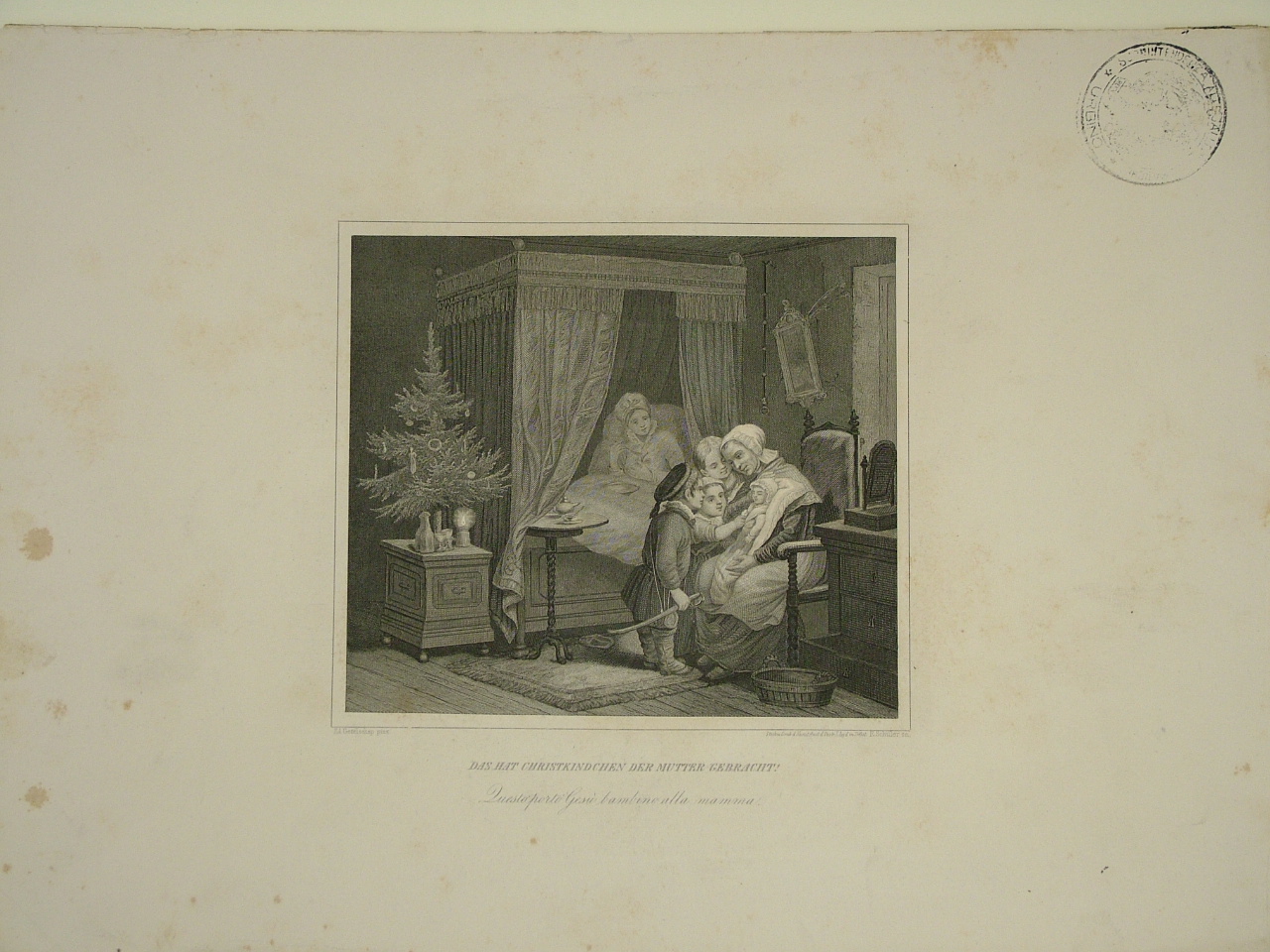 interno con figura femminile (stampa) di Schuler Edoward (sec. XIX)