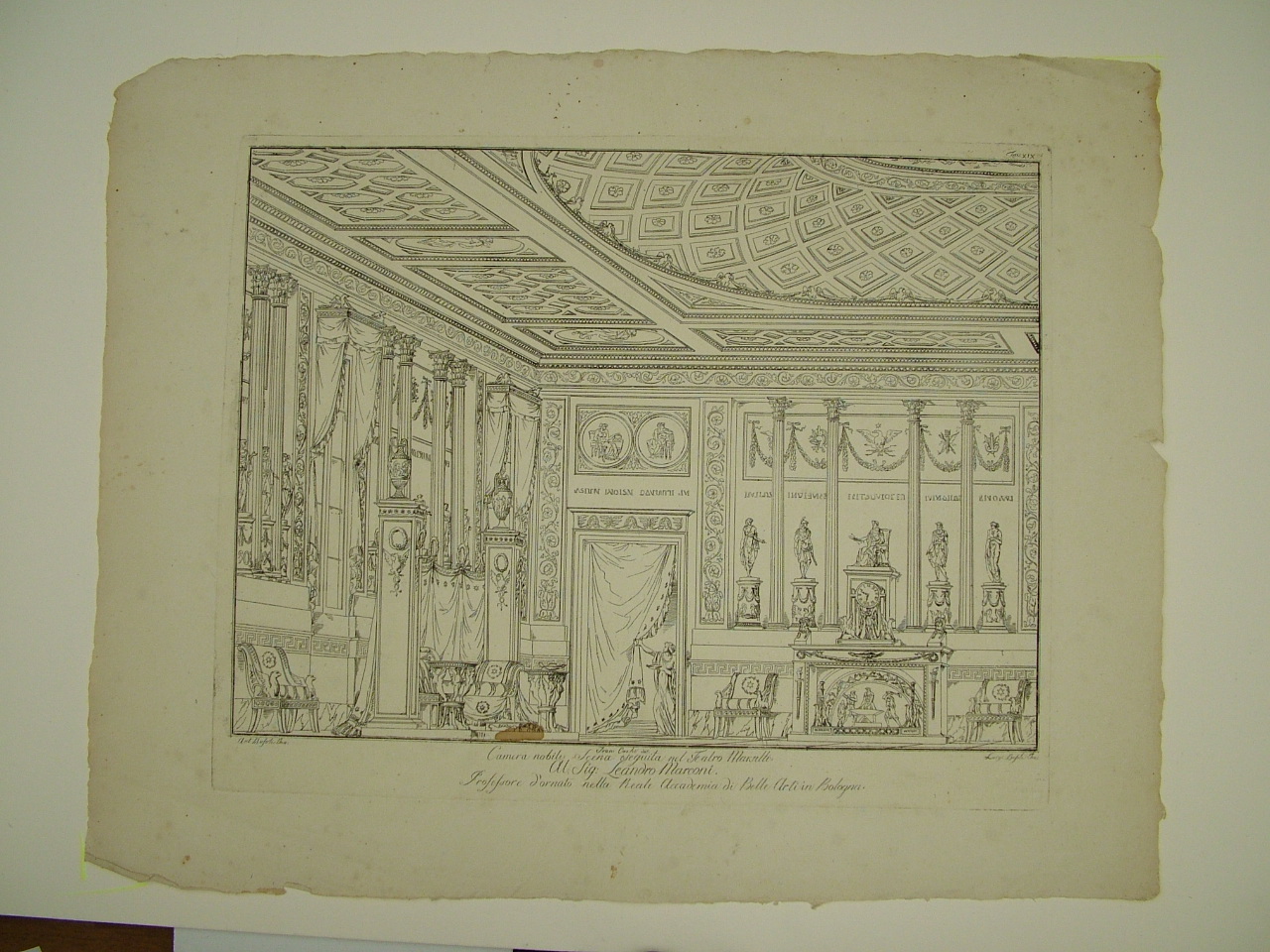 Camera Nobile, interno con figura femminile (stampa) di Basoli Luigi, Basoli Antonio, Cocchi Francesco (inizio sec. XIX)