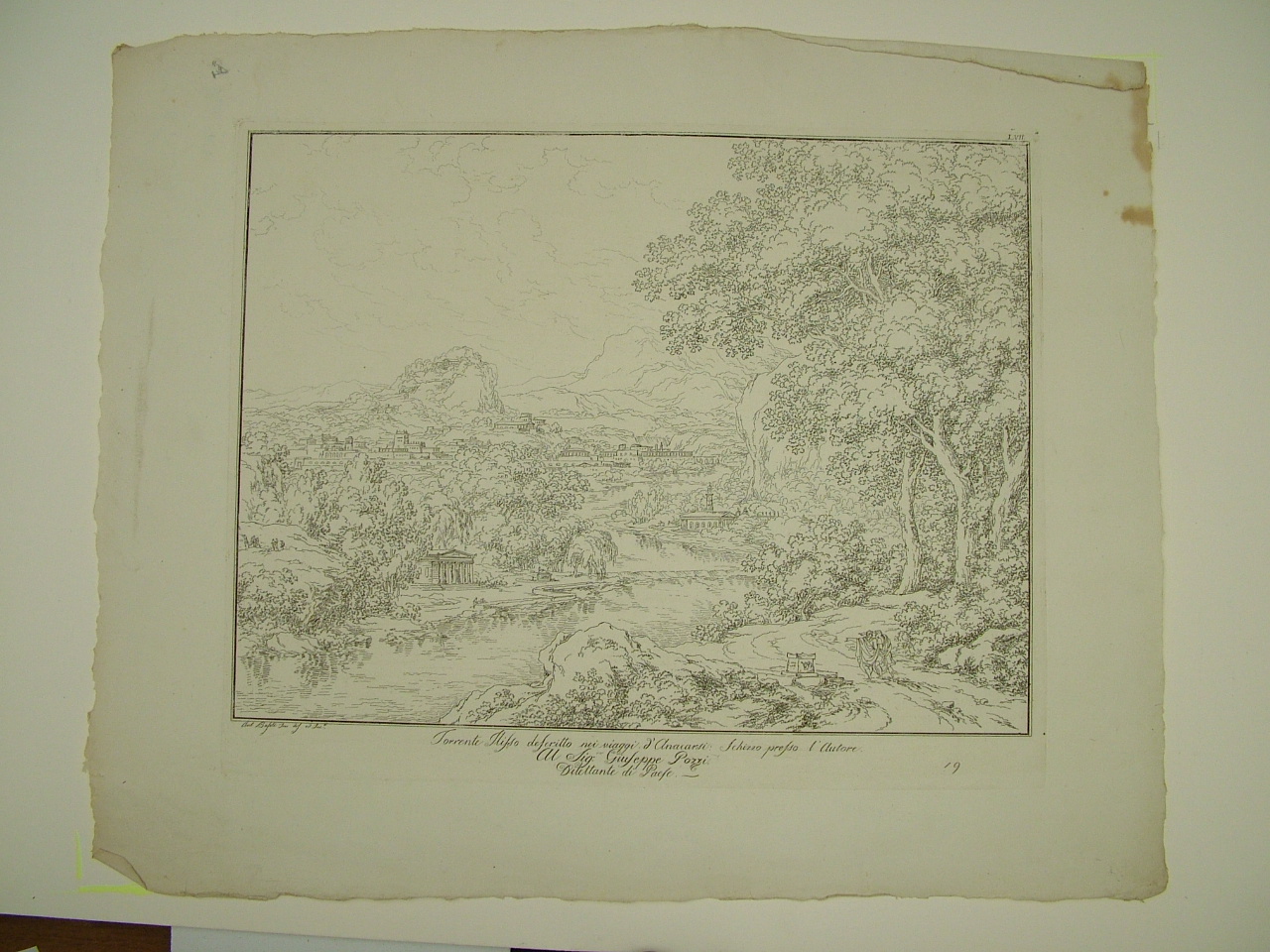 Torrente Ilisso, paesaggio fluviale (stampa) di Basoli Antonio (inizio sec. XIX)