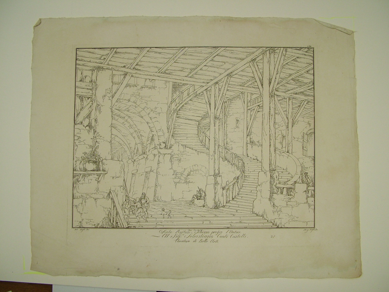 Scala rustica, architettura (stampa) di Basoli Luigi, Basoli Antonio, Cocchi Francesco (inizio sec. XIX)