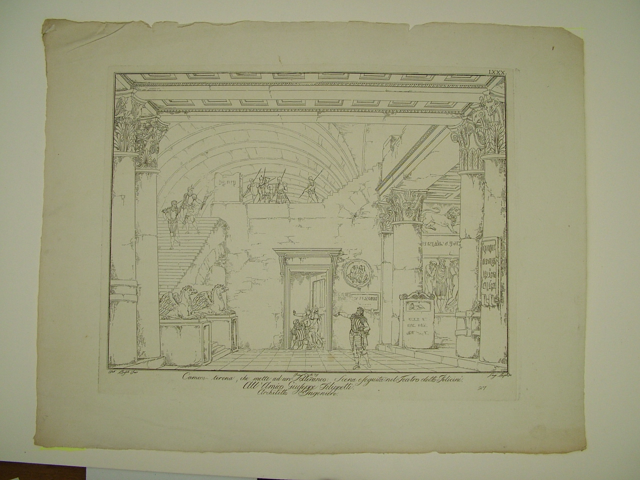 Camera terena che mette ad un sotterraneo, architettura (stampa) di Basoli Luigi, Basoli Antonio, Cocchi Francesco (inizio sec. XIX)