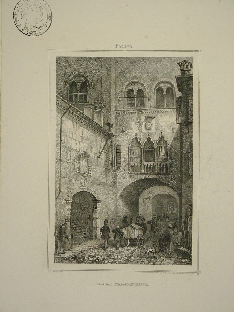 Casa del tiranno Eccellino, veduta di Padova (stampa) di Zann Friedrich (seconda metà sec. XIX)