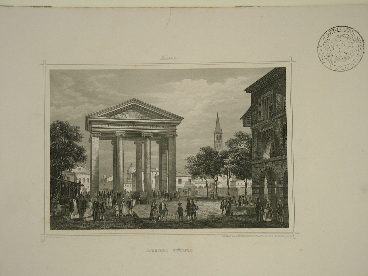 Burriero Ticinese, veduta di Milano (stampa) di Obermayer Eduard (seconda metà sec. XIX)