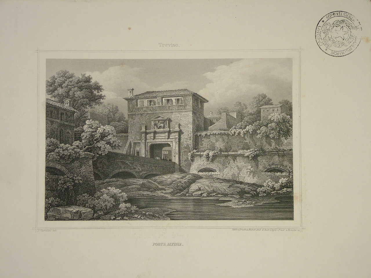 Porta Altinia, veduta di Treviso (stampa) di Kraufse Alfred (seconda metà sec. XIX)