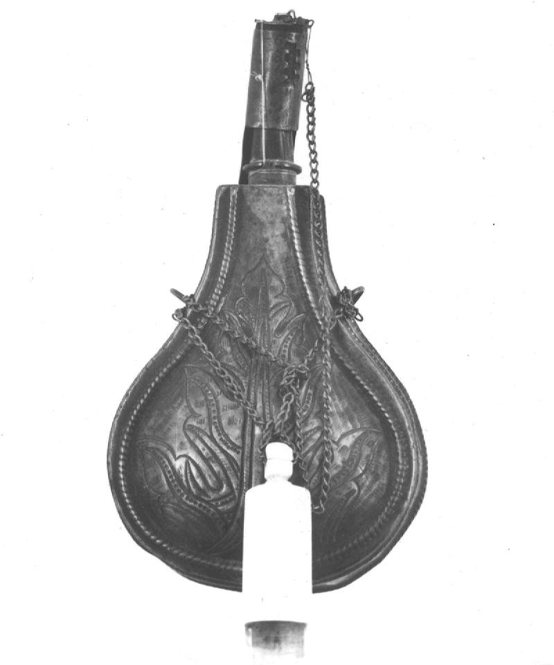 portafiasca da polvere da sparo - bottega islamica (secc. XVIII/ XIX)